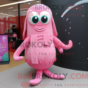 Pink Squid mascottekostuum...