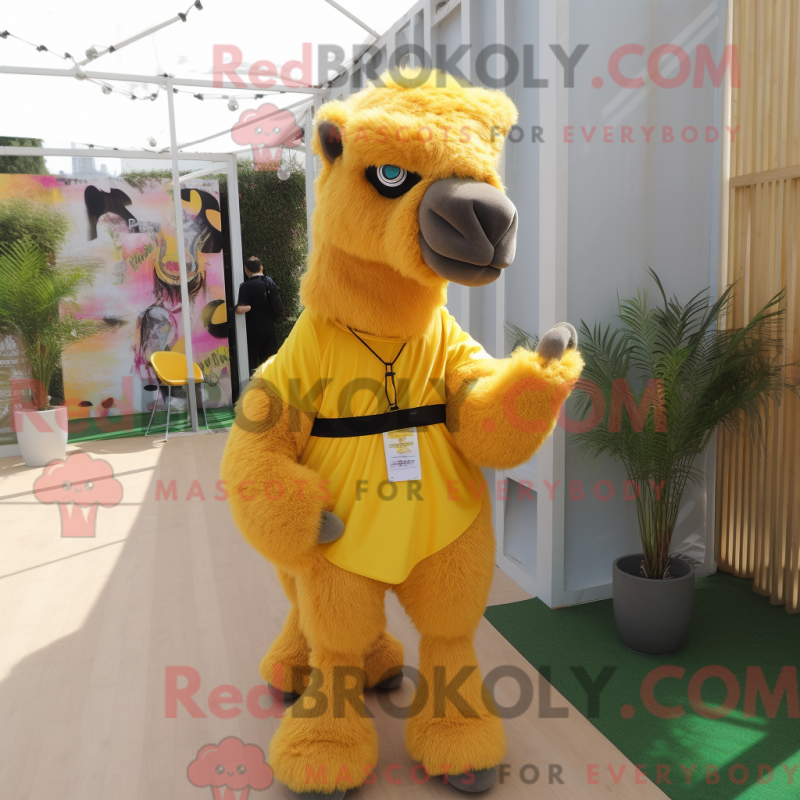 Fantasia de mascote de camelo amarelo com macacão e presilhas - Mascotes de camelo - REBROKO_211661 - RedBrokoly.com