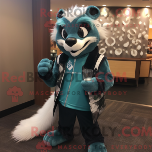 Teal Skunk Maskottchen...