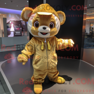 Gold Acrobat maskot kostume...