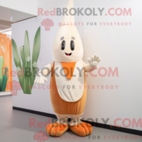 Fantasia de mascote de cenoura bege com macacão e luvas sem dedos - Mascotes de cenoura - REBROKO_211697 - RedBrokoly.com