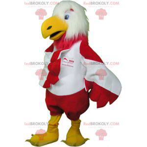 Mascot eagle white and red hairy and very fun - Redbrokoly.com