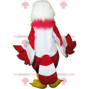 Mascot águila blanca y roja peluda y muy divertida -