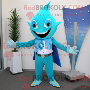 Turkis Ray maskotdraktfigur...