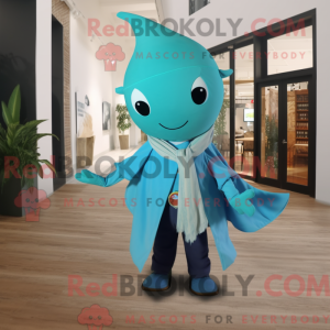 Turkis Ray maskotdraktfigur...