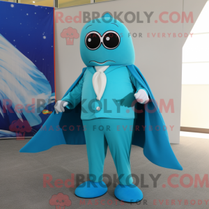 Turkis Ray maskotdraktfigur...