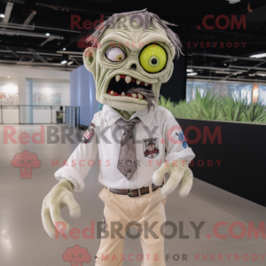 Beige Zombie maskot kostume...