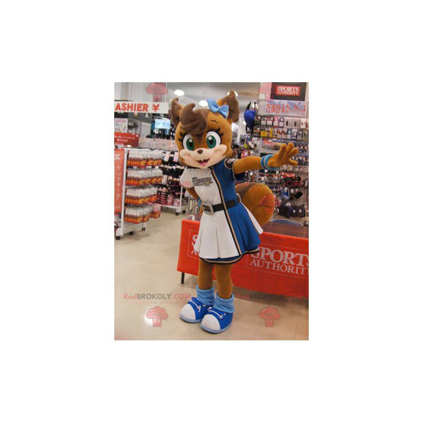 Brown fox mascot in a cheerleader dress - Redbrokoly.com