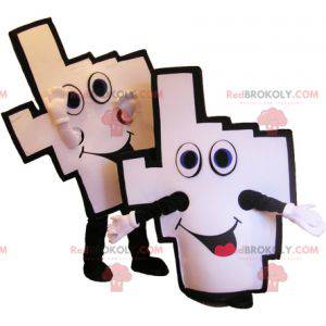 2 mascottes de mains de supporters blanches et noires -