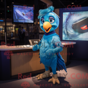 Blue Harpy mascot costume...