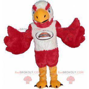 Mascot adelaar rood wit en geel erg lief en intimiderend -