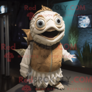 Beige Piranha maskot...