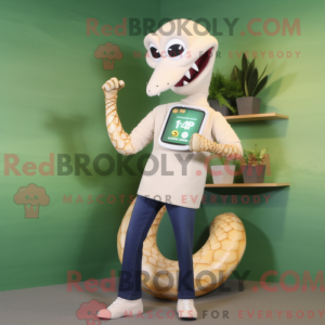 Cream Snake-mascottekostuum...