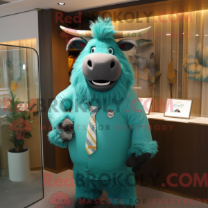 Teal Yak mascottekostuum...