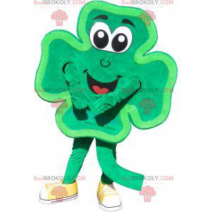 Mascote trevo de 4 folhas verde e sorridente - Redbrokoly.com