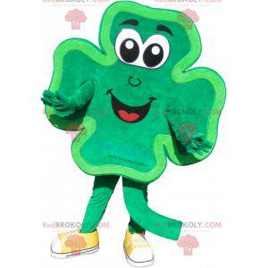 Mascota de trébol de 4 hojas verde y sonriente - Redbrokoly.com