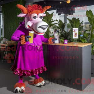 Magenta Guernsey Cow maskot...