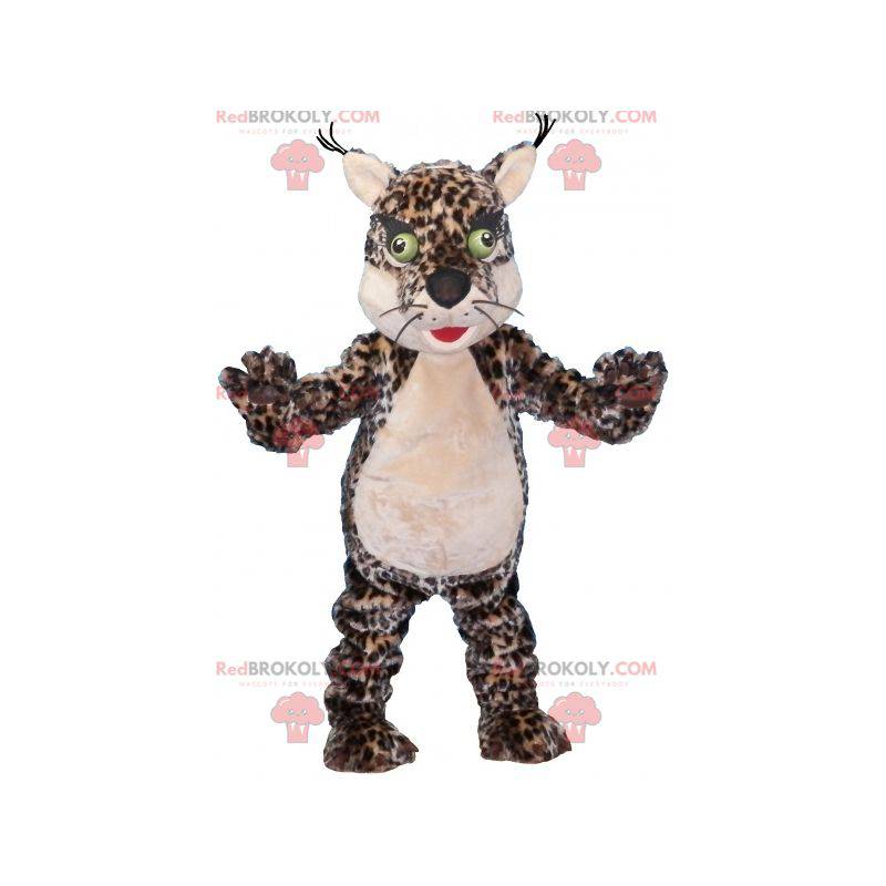 Spotted leopard tiger mascot with green eyes - Redbrokoly.com