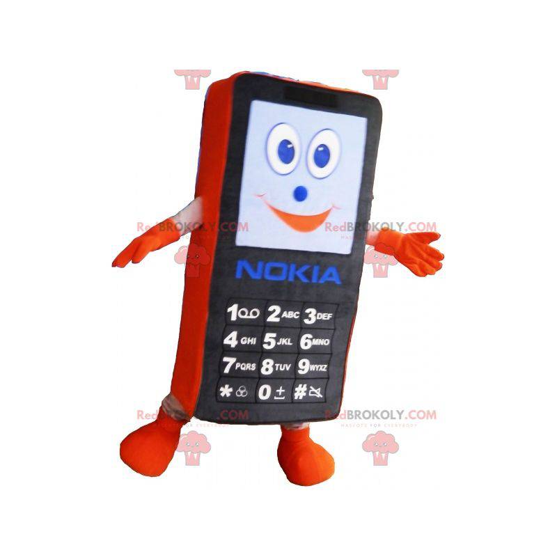 Mascotte del telefono cellulare nero e arancione. Mascotte GSM