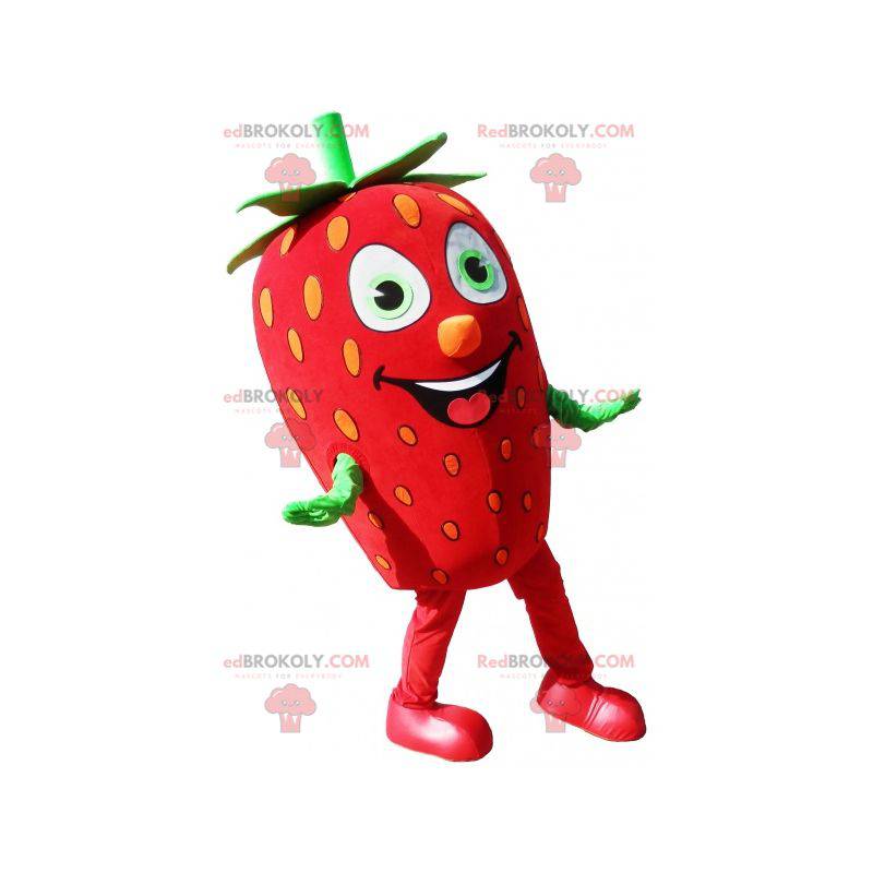Mascote gigante de morango vermelho e verde - Redbrokoly.com