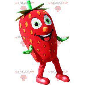 Mascota de fresa roja y verde gigante - Redbrokoly.com