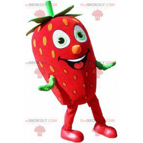 Mascote gigante de morango vermelho e verde - Redbrokoly.com