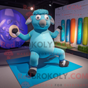 Turquoise schapen mascotte...