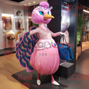 Rosa påfugl maskot kostyme...