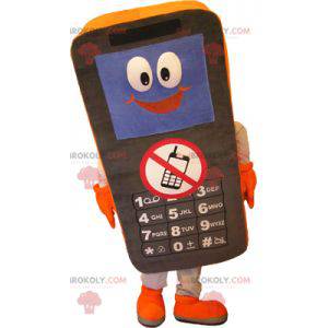 Maskotka czarny i pomarańczowy telefon komórkowy -