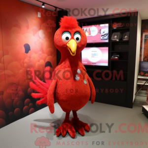 Red Peacock maskot kostume...
