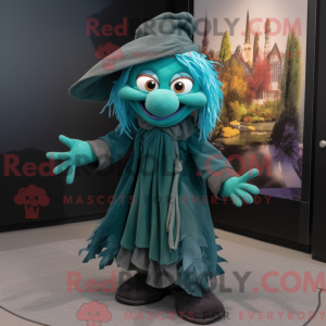Blågrøn heks maskot kostume...