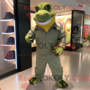 Oliven Komodo Dragon maskot...