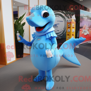 Sky Blue Dolphin maskot...