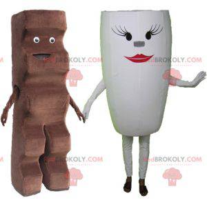 2 mascots: a chocolate bar and a white cup - Redbrokoly.com