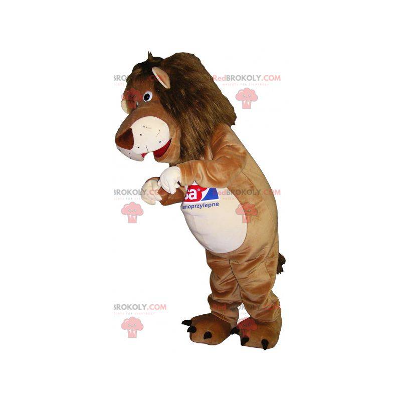 Beige and white tiger lion mascot - Redbrokoly.com