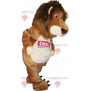 Mascota de león tigre beige y blanco - Redbrokoly.com