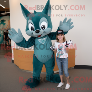 Teal Bat mascottekostuum...