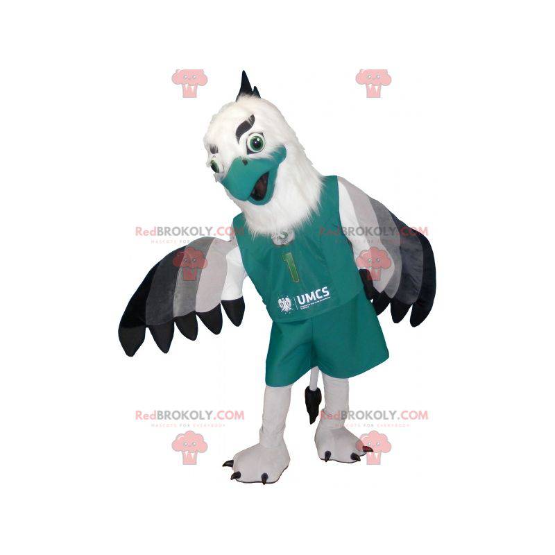 Mascote águia branca e cinza com lindas penas - Redbrokoly.com