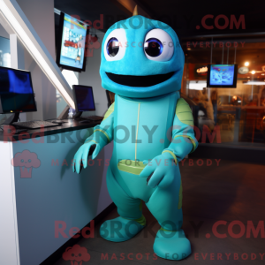 Cyan Computer mascot...