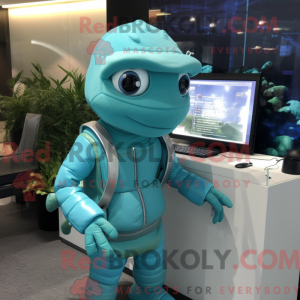 Cyan Computer mascot...