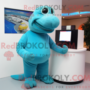 Cyan Computer mascot...