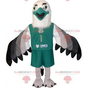 Mascotte d'aigle blanc gris et noir avec de jolies plumes -