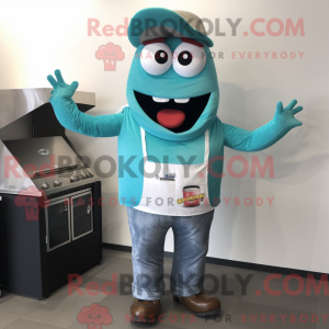 Turquoise Bbq Ribs mascot...