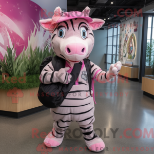 Rosa Zebra-maskotdraktfigur...