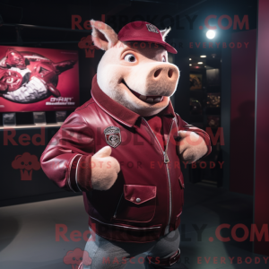 Maroon Pig-maskotdraktfigur...