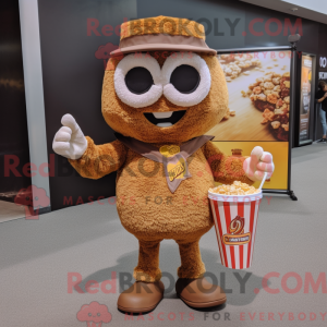 Brun Pop Corn maskot drakt...