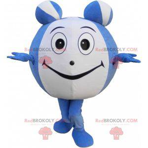 Mascotte de bonhomme tout rond bleu et blanc - Redbrokoly.com