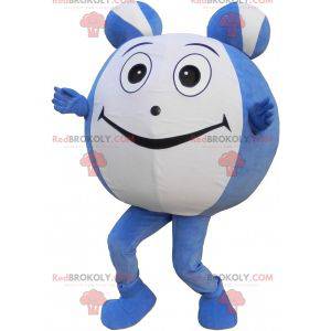 Mascotte de bonhomme tout rond bleu et blanc - Redbrokoly.com