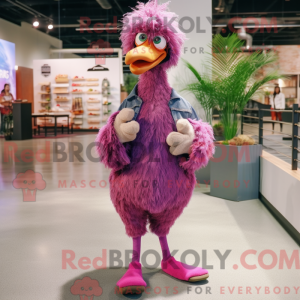 Magenta strutsmaskotkostyme...