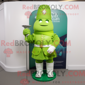 Limoengroen mascottekostuum...